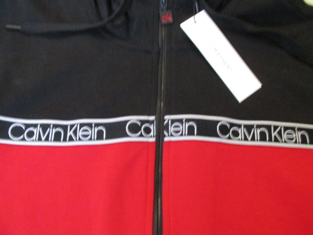 NEW CALVIN KLEIN Tech Jersey Full Zip Hoodie Jacket MENS XXL Red Black $128 | eBay