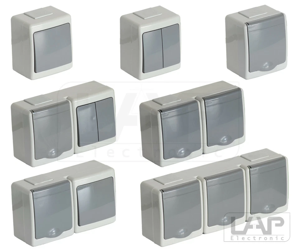 PAWBOL ✅ Aufputz Lichtschalter Steckdose Feuchtraum IP44 Außenbereich