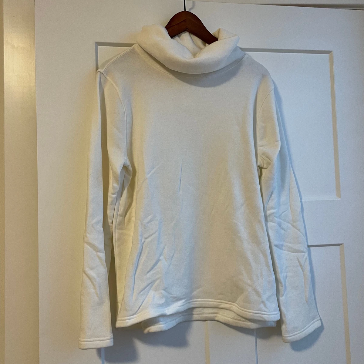 White cowl neck sweatshirt sales