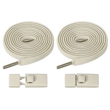 No Tie Shoelaces with 2 Metal Square Buckle Clips, 1Pair  Beige