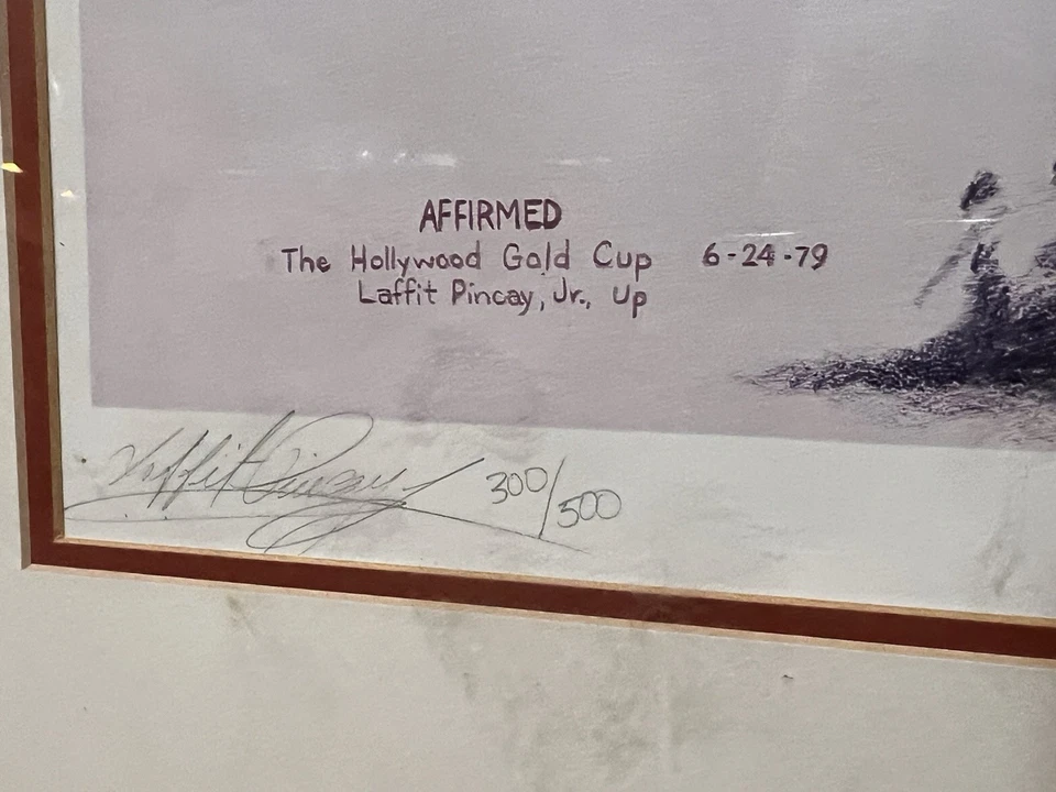 Copa de Oro Hollywood AFIRMADA AUTOGRAFIADA Y NUMERADA. Laffit Pincay Jr/Cruciano Foto 3 de 4