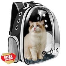 Cat Backpack Carrier, Black, Ventilated, Airline Approved Travel