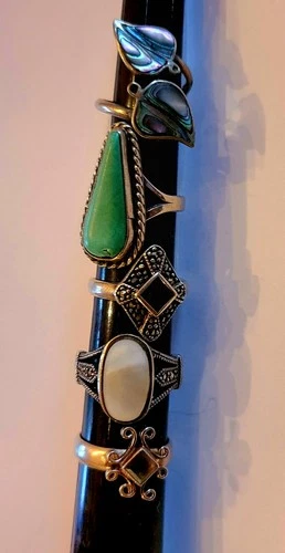 Vintage Sterling Silver & Gemstone Rings 24.0 grams Lot Of 5