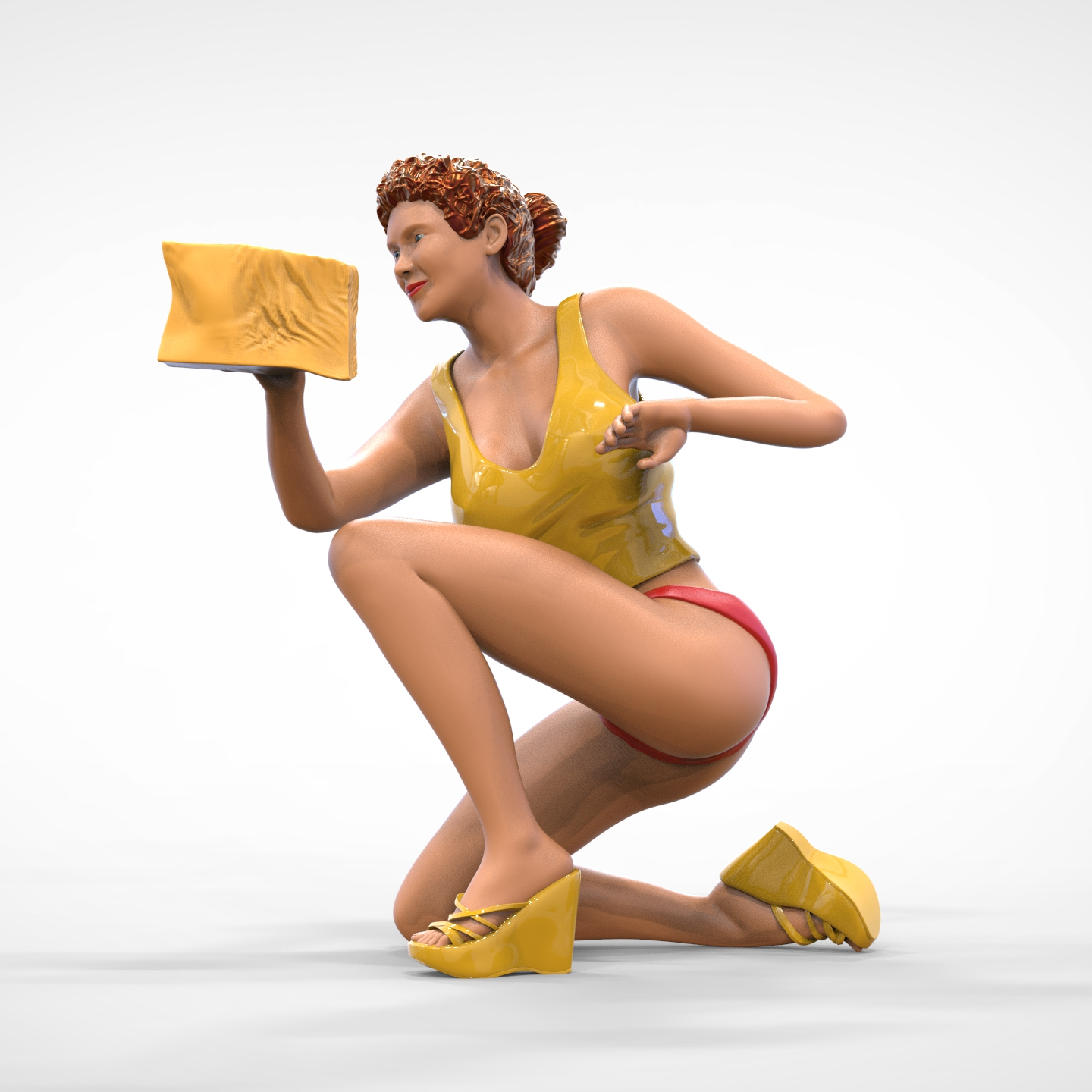 Diorama 1:64 Resin Figure Model Girl Washing Car Scene Display Doll Model Props