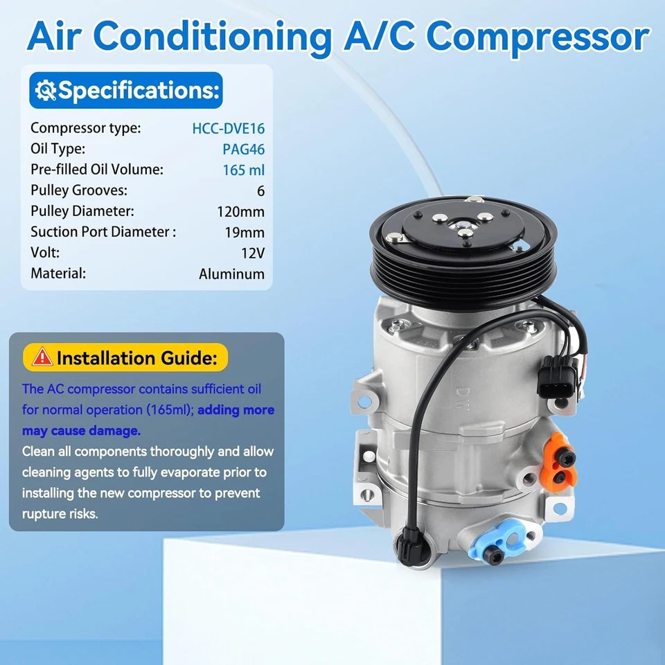 977012S500 Compresor de aire acondicionado de coche para Kia Sportage 2011-2016 2,0 L/2,4 L Foto 2 de 4