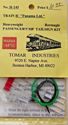 Tomar Industries HO Passenger Car Tailsign Kit Panama Ltd H-245 NOS