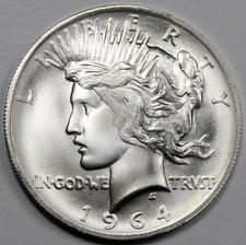 Daniel Carr 1964 Peace Dollar, Brilliant Satin, High Grade, Broken Sword Reverse