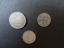 Münzen Rumänien, 1963 und 1966, 1 x 3 Lei und 2 x 25 Bani