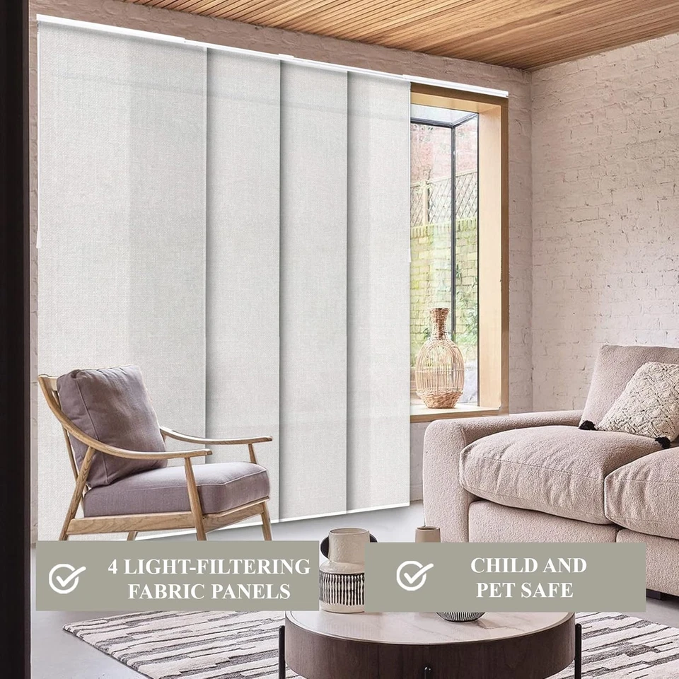 Persianas para puertas correderas, persianas verticales de vidrio correderas para puertas de patio, habitación dividida Foto 3 de 4