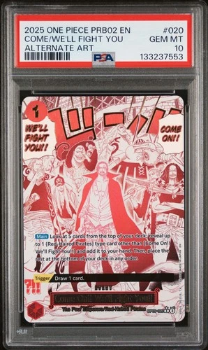 2025 ONE PIECE OP09-020 PRB02 COME WE'LL FIGHT YOU EVENT ALT ART SHANKS PSA 10