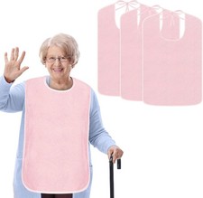 3 Pack Adult Bibs for Elderly - Waterproof  Breathable, Ultra-Lightweight Reusa