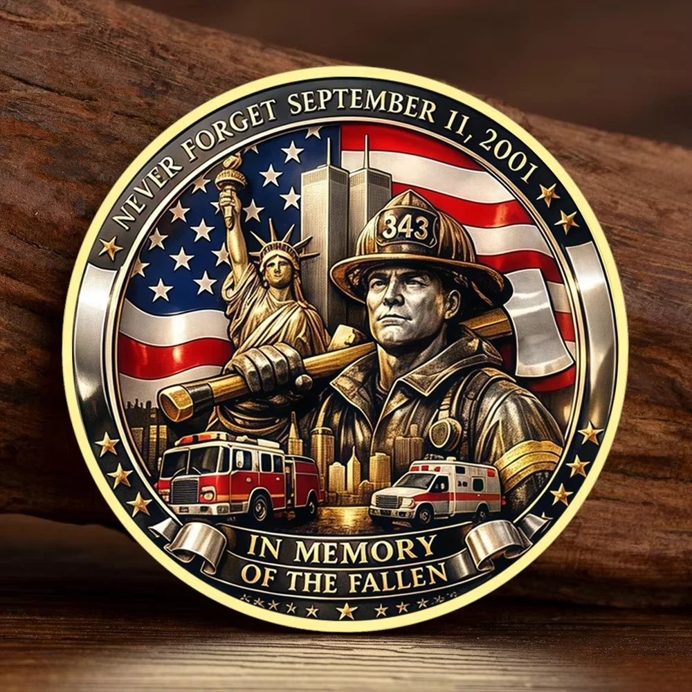 9/11 Never Forget 25th Anniversary Challenge Coin Fire Department NY First Responders