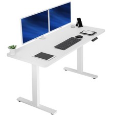 VIVO Electric 60  x 24  Stand Up Desk  White Table Top, White Frame