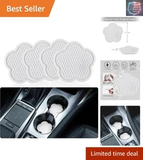 Elegant Flower-Shaped Car Cup Holder Coasters, 4-Pack in White - Universal Fit