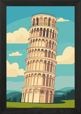 Leaning Tower of Pisa Italy Framed Wall Art Poster Canvas Print Picture