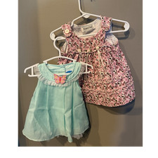 Rare Too and Bon Bebe 0-3M Girls Green Dress and Floral Dress