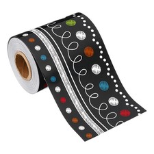3" x 49.2Ft Bulletin Board Border,Wavy Dots Scalloped Trim, Color/Black
