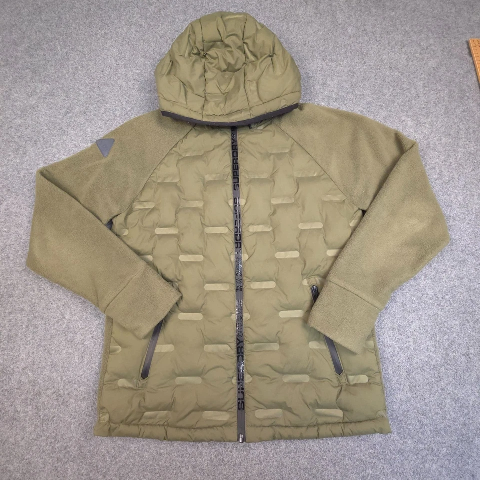 Superdry Jacket Mens MEDIUM Green Hybrid Long Sleeve hooded quilted size M - Image 2 of 4