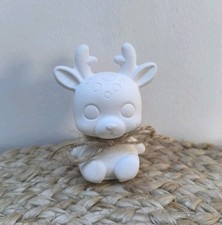 Deko Figur Kleines Rentier Elch Weiß Handmade Keraflott Geschenk Weihnachten 