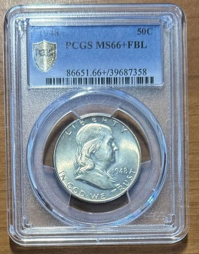 1948 Franklin Half Dollar 50c PCGS MS66+ FBL - Beautiful Coin!