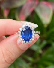 Oval Cut Blue Sapphire Ring 925 Sterling Silver Gift For Her Engagement Ring.