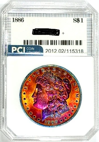 1886-P Morgan Dollar Gem BU + Lovely  Rainbow Toned Monster