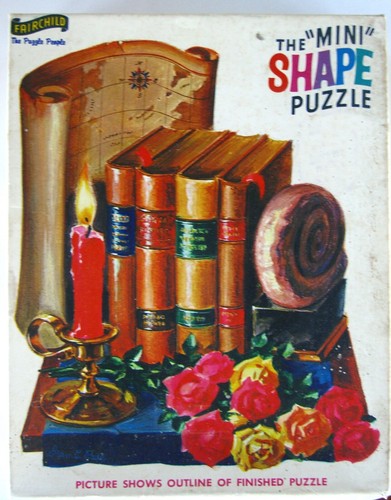 Vintage Fairchild "Mini" Shape Puzzle - Books and Candle - Picture 2 of 4