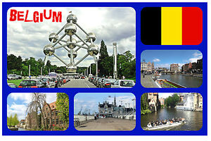 Ghent Recuerdo Novedad Imán de Nevera Bélgica Banderas/ Monumentos/ Nuevo /