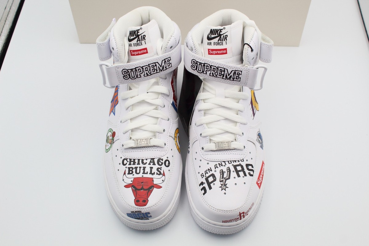 Size 9 - Supreme x NBA x Nike Air Force 1 Mid White for sale