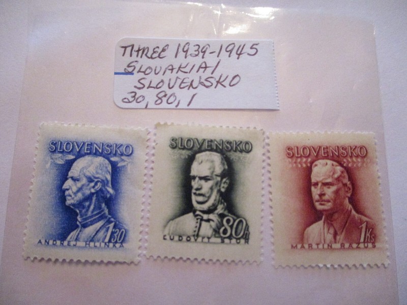 Three 1939-1945 Slovakia/Slovensko Postage Stamps - 30, 80, 1 Denomination
