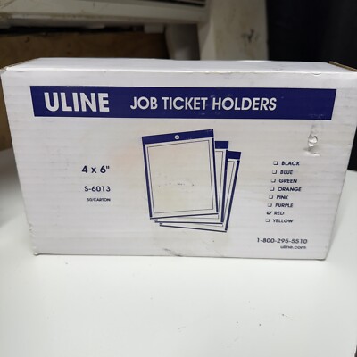 Uline 4 x 6'' Job Ticket Holders, 50 S6013 S6013R fluorescent red trimmed bag