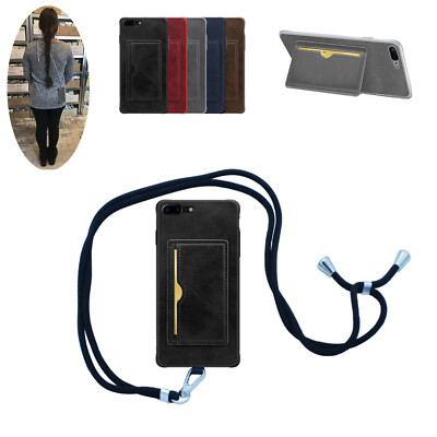 Schutzhülle mit Band +Kartenfach Handycase Hülle Tasche Handykette zu Umhängen