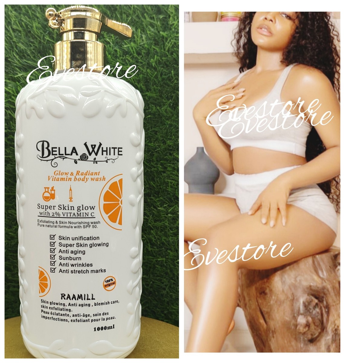 skin white glutathione soap price philippines Bella White strong Glow Randiant Vit C whitening Body Wash 1000 ml new SPF  50
