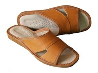 Women's Slippers Soft Natural Leather Slip On Size 3 - 8 Beige Mules Scuffs Flat
