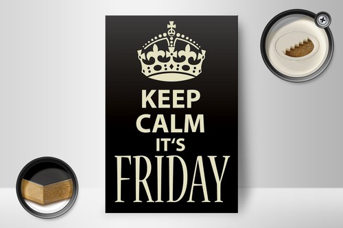 Holzschild Spruch 12x18 cm Keep Calm it`s Friday Geschenk Schild wooden sign - Picture 2 of 5