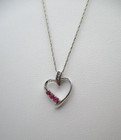 10K White Gold Pink Ruby & Diamond Heart Pendant Necklace 20" — photo 3
