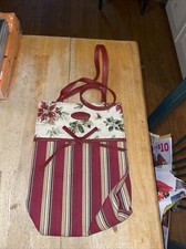 Longaberger Fabric and Faux Leather Holiday Small Gift Bag Christmas