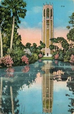 Singing Tower Carillon Florida Vintage Linen Postcard 1938