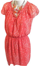 Anthropologie Chelsea & Violet Women’s keyhole Neck Boho Dress Coral White