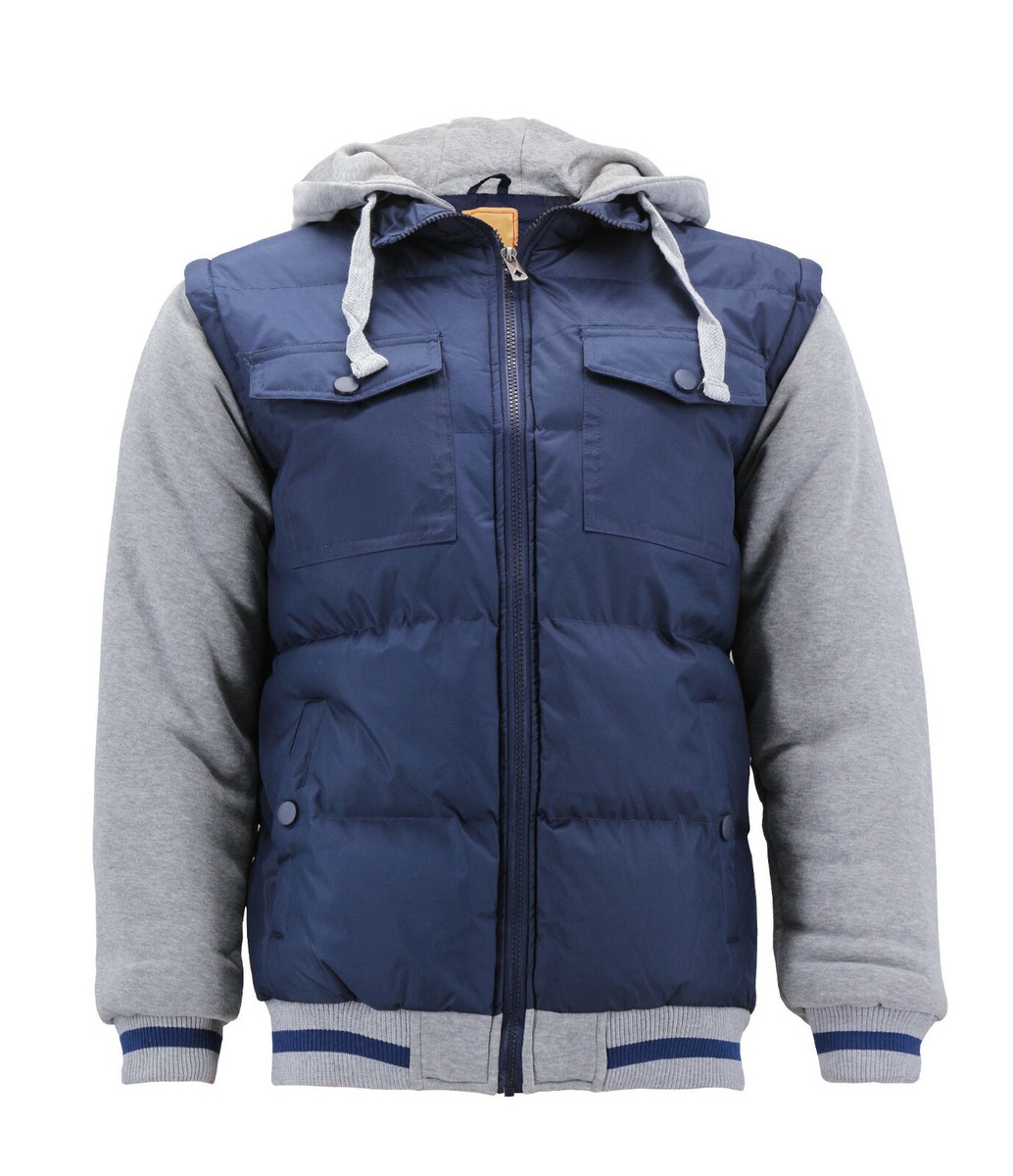 00’s MFG Multi pockets Hooded puffer JKT Men's Quilted Puffer Multi Pocket Insulated Hooded Hybrid