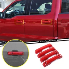 For Ford F150 F-150 ABS Red Exterior Door Handle Decorate Cover Trim 2021-2023