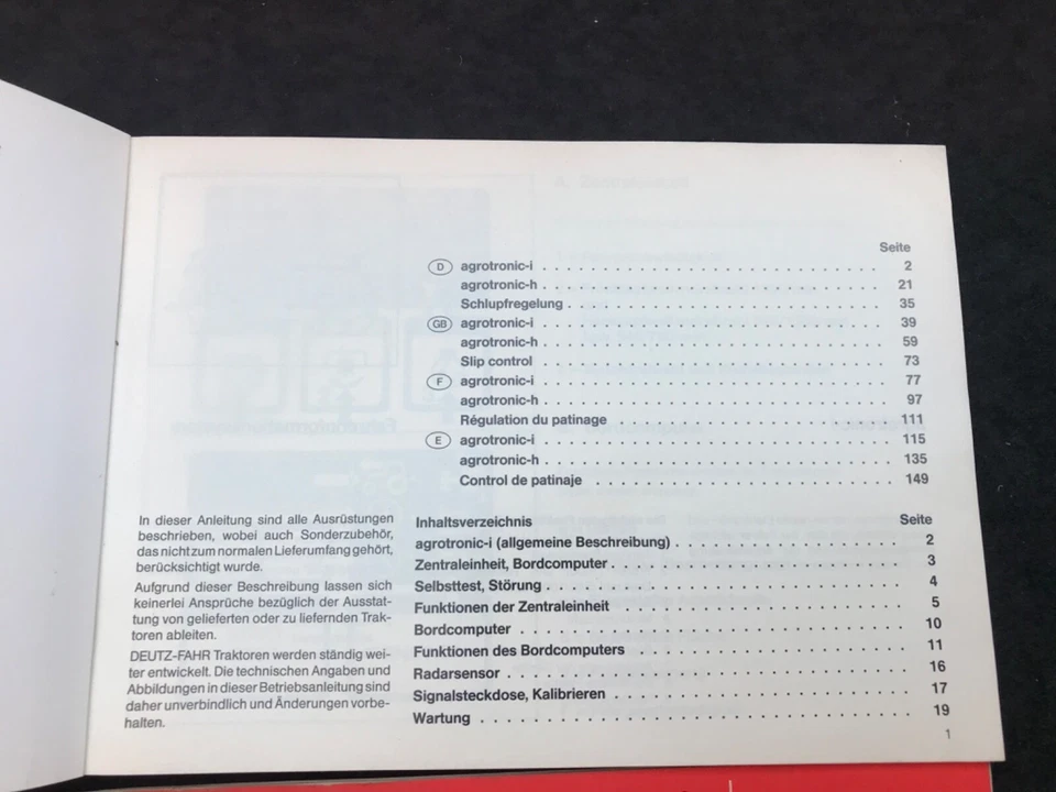 Betriebsanleitung Deutz Agrotronic i h 1988 - Bild 2 von 2