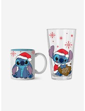 Disney Stitch Christmas Mug AND GLASS CUP SET 2 PACK NEW