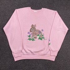 Vintage Lee Easter Sweatshirt Women's Size Large Pink Grandmacore Hand Painted