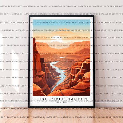 Fish River Canyon Sunset View Unframed Illustration Travel Landscape Poster