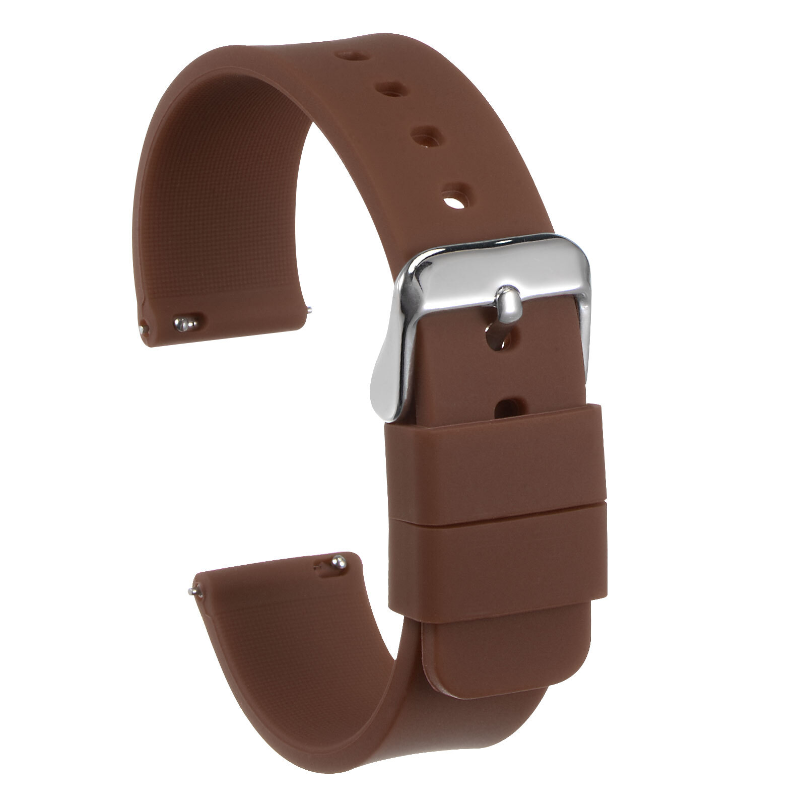 Silicone Watch Band 18mm Quick Release Soft Rubber Watch Strap, Brown