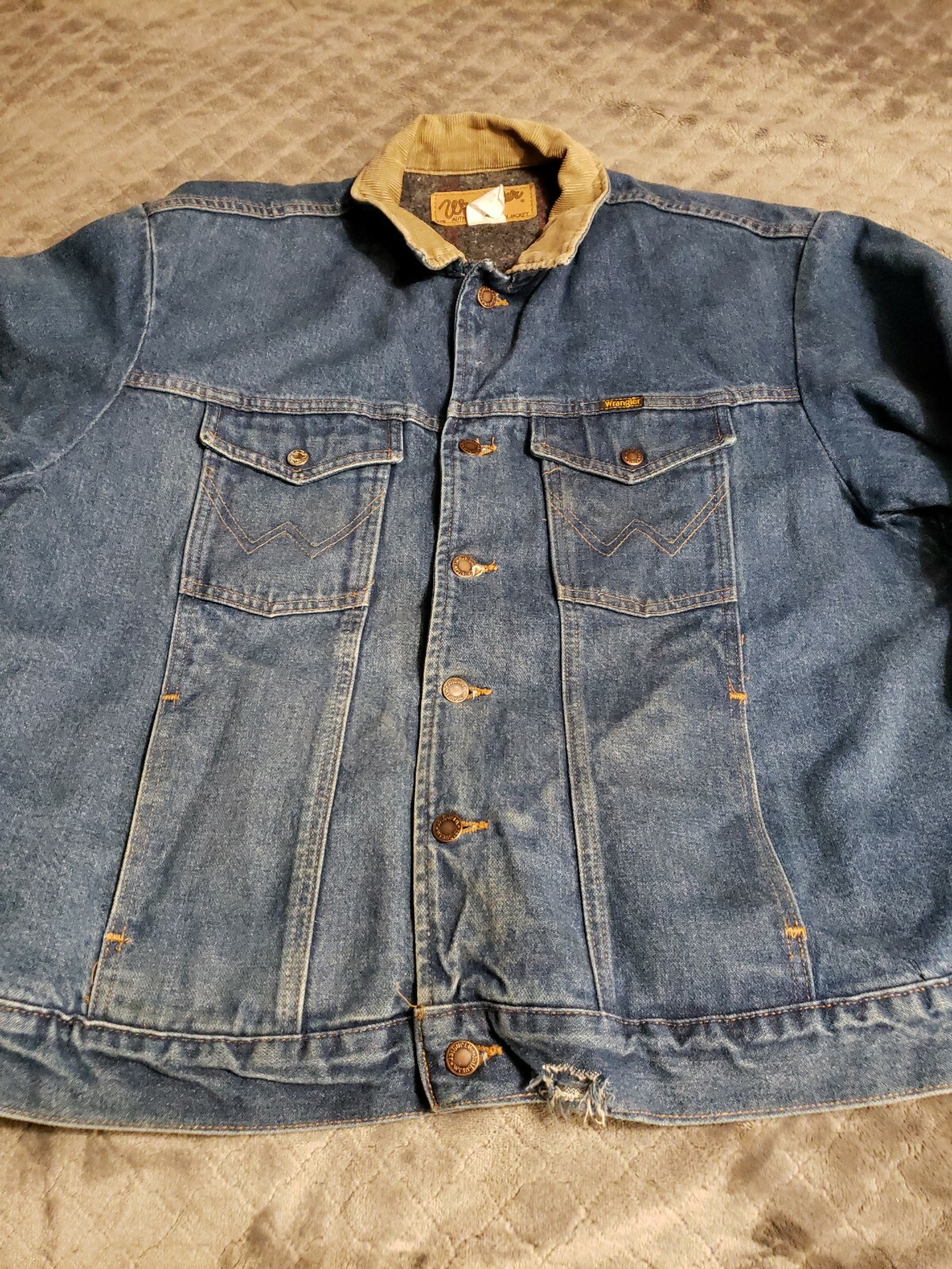 Wrangler Men's Blanket Lined Jeans Denim Jacket XL Gem