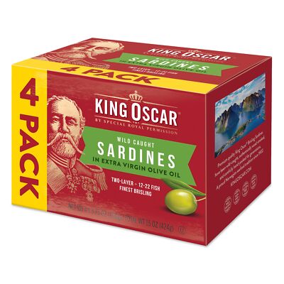 4 Pack Extra Virgin Olive Oil Brisling Sardines 3.75 Ounce Ready to Eat Super...