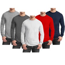Men's Cotton Blend Heavyweight Long Sleeve Crew Neck Shirt Size S-2XL 2 PACK