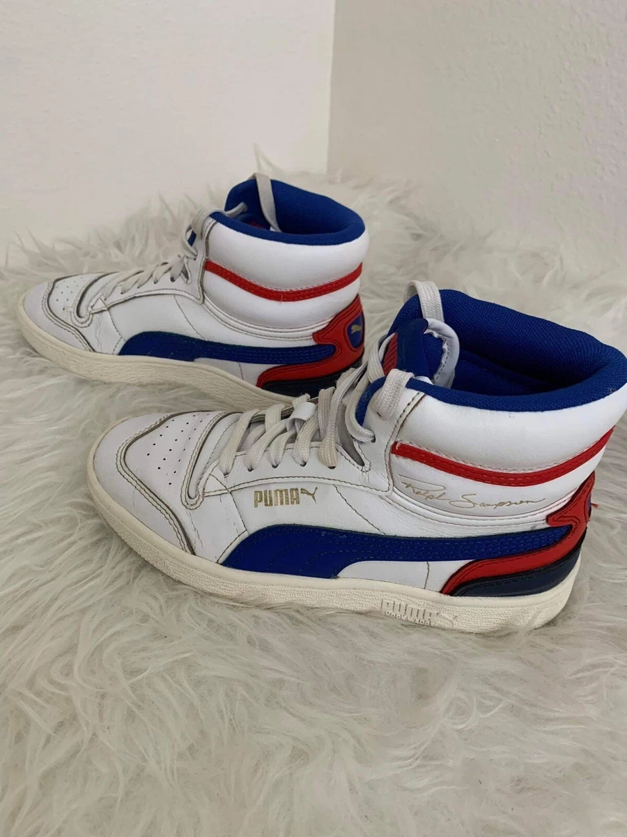 Men's Puma Ralph Sampson Mid White Red Blue Casual Shoes Size US 4C